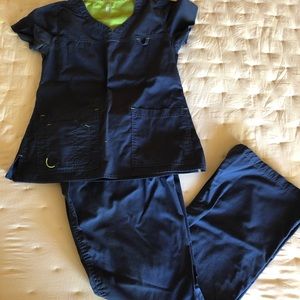 Navy blue med couture scrubs xs set